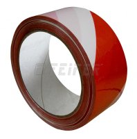 Páska lepící červeno-bílá, výstražná, 50mm x 66m